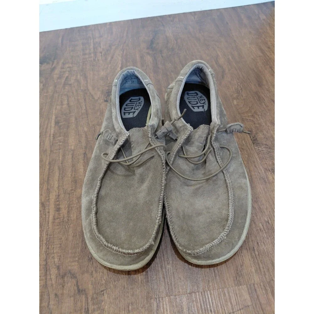 Hey Dude Wally Suede Toffee Casual Comfort Sneakers Sterling Men Size 12